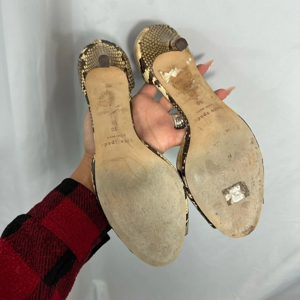 Kate Spade Snake print peep toe heels size 10